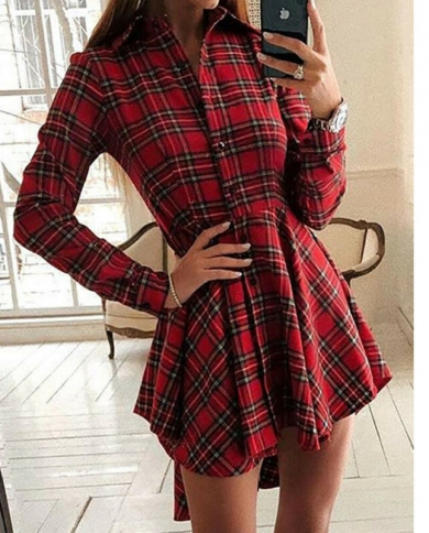 Plaid Casual Dress Female 