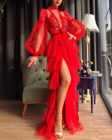 Mesh Long Sleeved Dress Women Traf 