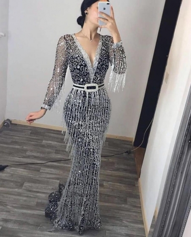 Plus Size Women Party Dresses Club Sequin Tassels Fringe Dress Female  Fashion Elegant Bodycon Gowns 2023