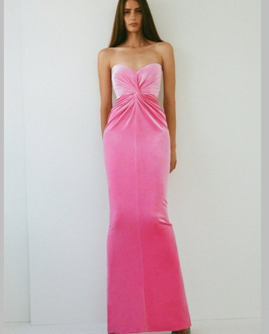 Women Summer Strapless Backless Draped 