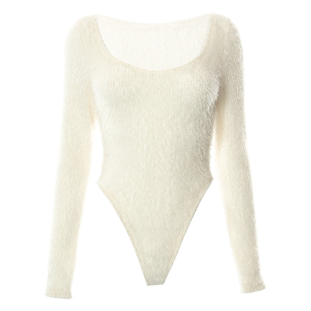 Shestyle White Velvet Women Bodysutis 