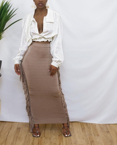 Wsevypo Women Summer Maxi Bodycon Skirt 