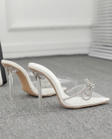 Clear pumps with outlet rhinestones