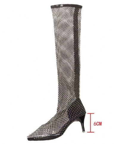 Rhinestone mesh boots Clearance