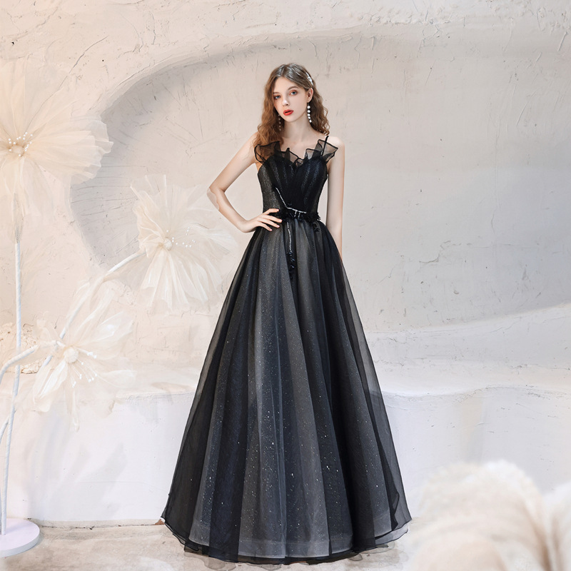 Classic black evening gown sale