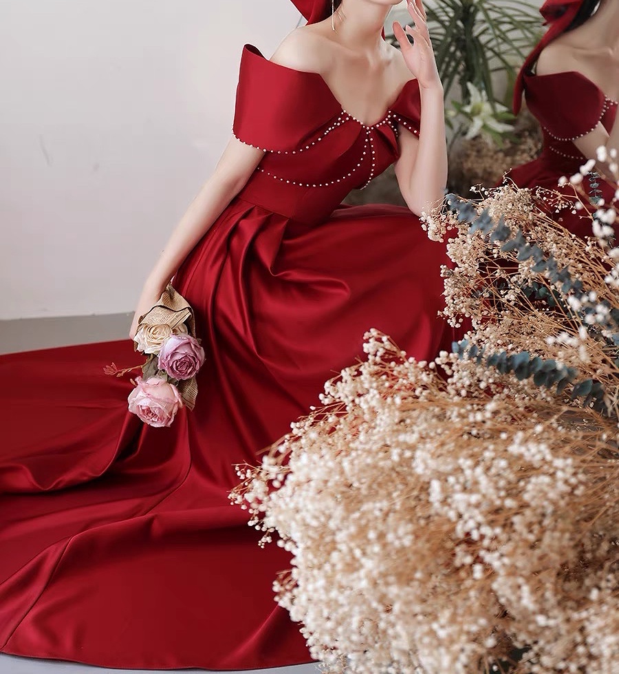 Burgundy evening dresses for clearance weddings