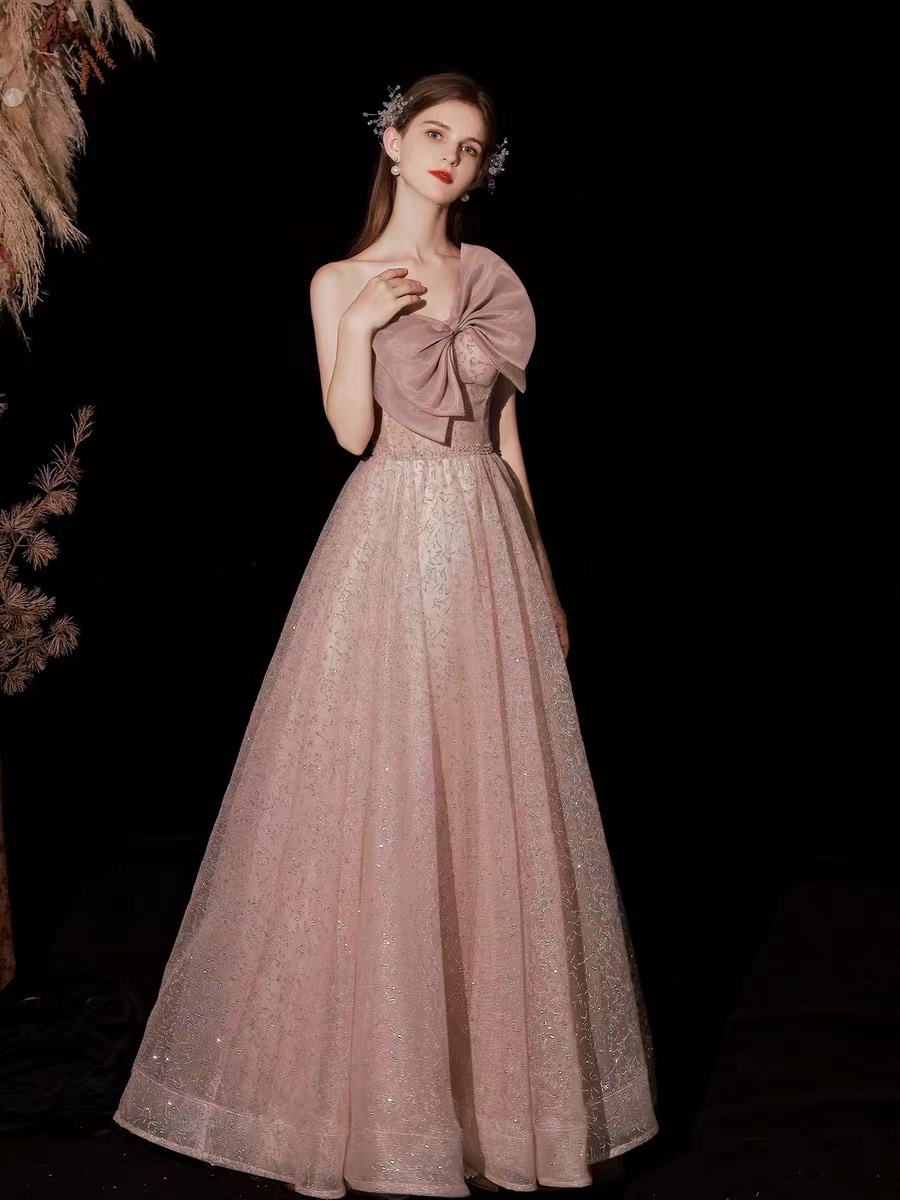 Dusty Pink Evening Dresses A Line Off The Shoulder Sequined Bow Princess Strapless Wedding Bridesmaid Luxury Prom Gowns Color Photo Color US Size 12 Dusty Pink Evening Dresses A Line Off The Shoulder Sequined Bow Princess Strapless Wedding Bridesmaid Luxury Prom Gowns Color Photo Color US Size 12