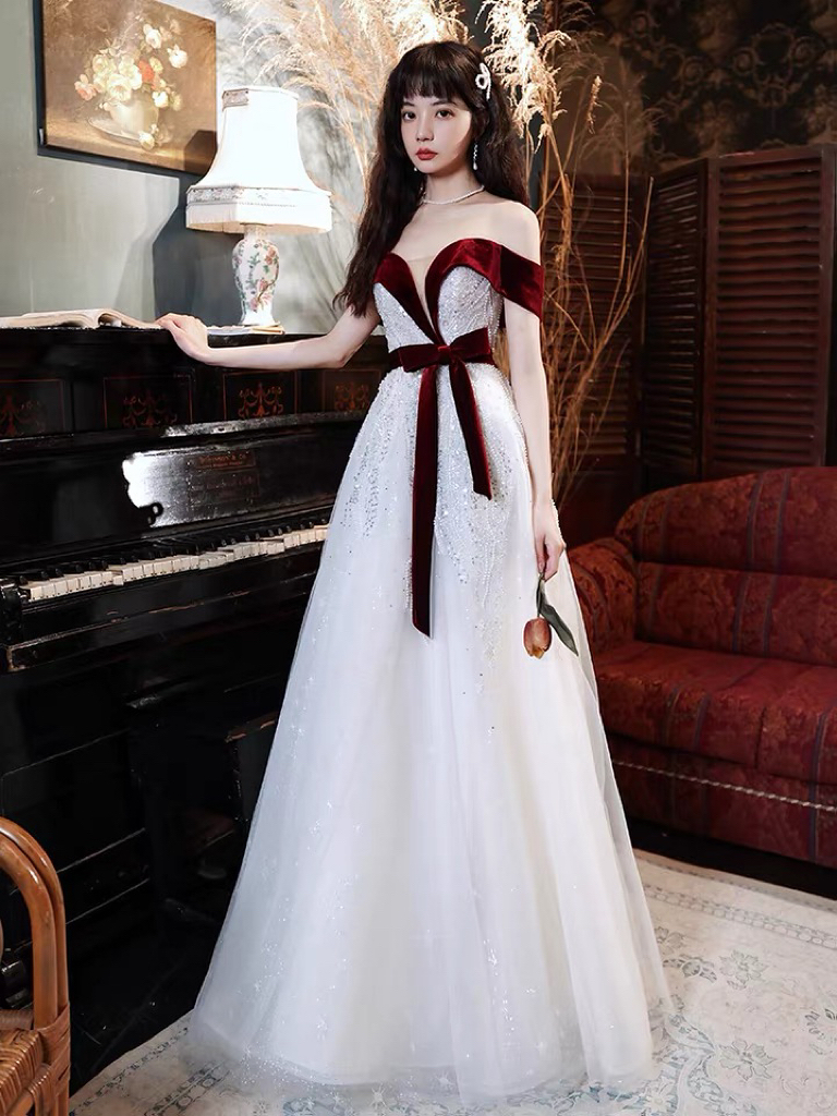 Boat neck cheap formal gown