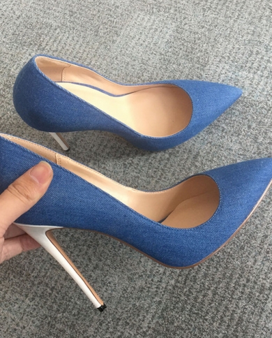 Blue and white high heels Clearance