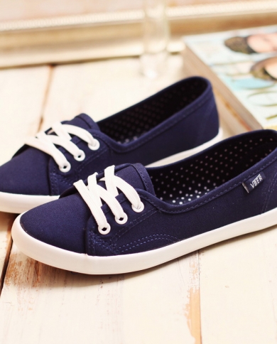 White Shallow Mouth Canvas Shoes Flat 