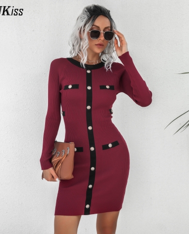Fall Long Sleeve Bodycon Dress Women 