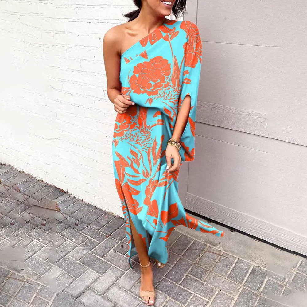 One shoulder outlet half sleeve dress