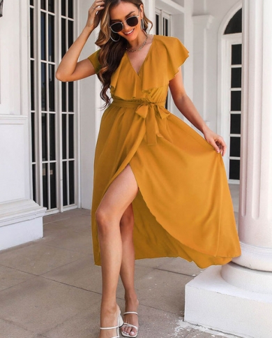 Fashion Beach Ruffles Short Sleeve Midi 