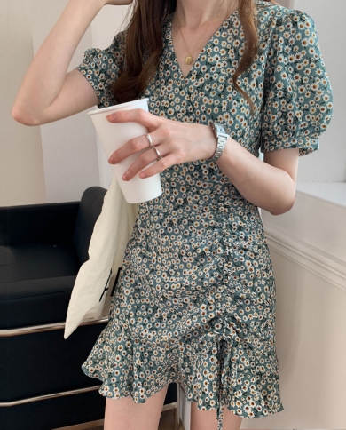 Women French Vintage Floral Dress 2022 
