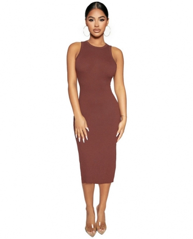 Summer Women Sleeveless Bodycon Dress O 