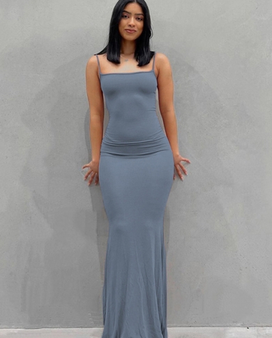 Spaghetti Strap Backless Bodycon Maxi 