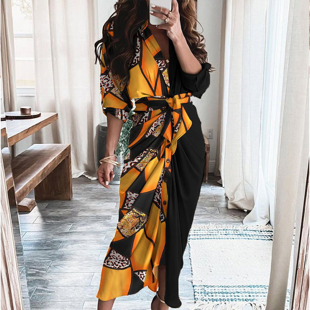 Women's Summer Dresses Elegant Button 