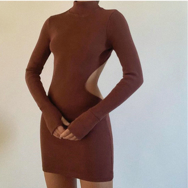 Turtleneck Backless Bodycon Dress 