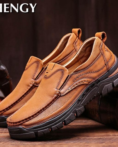 Shengy Loafers לגברים עור אמיתי נעלי קזואל לגברים נעלי מעצבים מותג סתיו נעלי מעצבים לגברים חיצוני עמיד למים לגברים sh