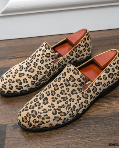 Mens leopard 2024 dress shoes