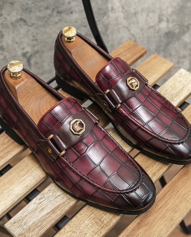 British Pointed Red Blue Crocodile Pattern Oxford Shoes For Men Formal  Wedding Prom Dress Homecoming Pageant Zapatillas Color Red Shoe Size 10