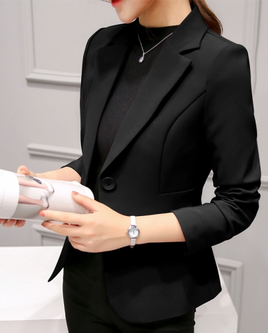 נשים שחורות בלייזר פורמלי בלייזרים גברת חליפת עבודה משרדית כיסים מעילים מעיל דק שחור נשים בלייזר femme מעילי femm
