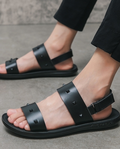 Black best sale rivet sandals