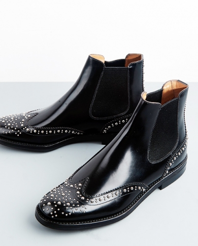 mezereon נעלי נשים נעלי נשים מגפי קרסול לאישה נעלי brogue slip on נשים מסמרות מגפיים לנשים מגפי צלסי e