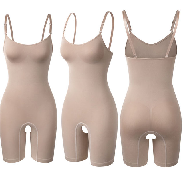Women Full Body Shaper Bodysuit Shapewear Tummy Control Slimming Sheath  Butt Lifter Push Up Thigh Slimmer Abdomen Shaper size XL Color Beige