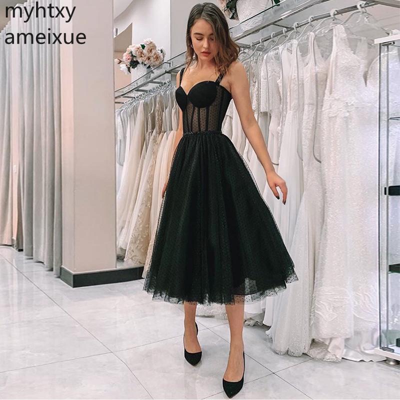 New Black Prom Dress 2022 Spaghetti 
