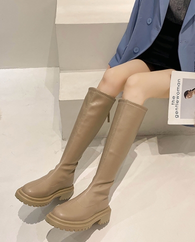 2023 New Woman Thigh High White Boots Fashion Women Knight Knee High Boots  Leather 2023 Flats Womens Shoes Winter Long