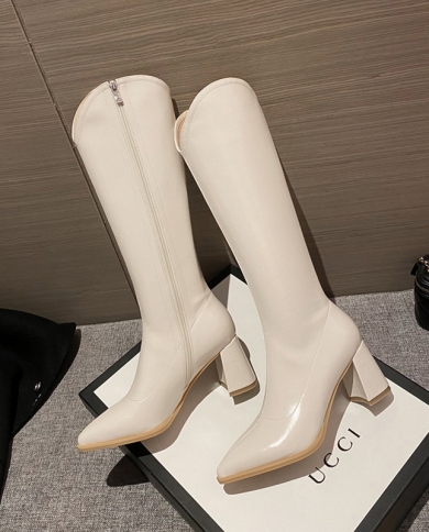 ladies cream long boots