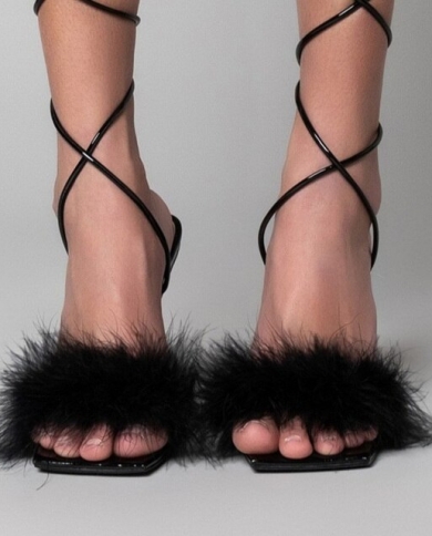 Big fur online sandals