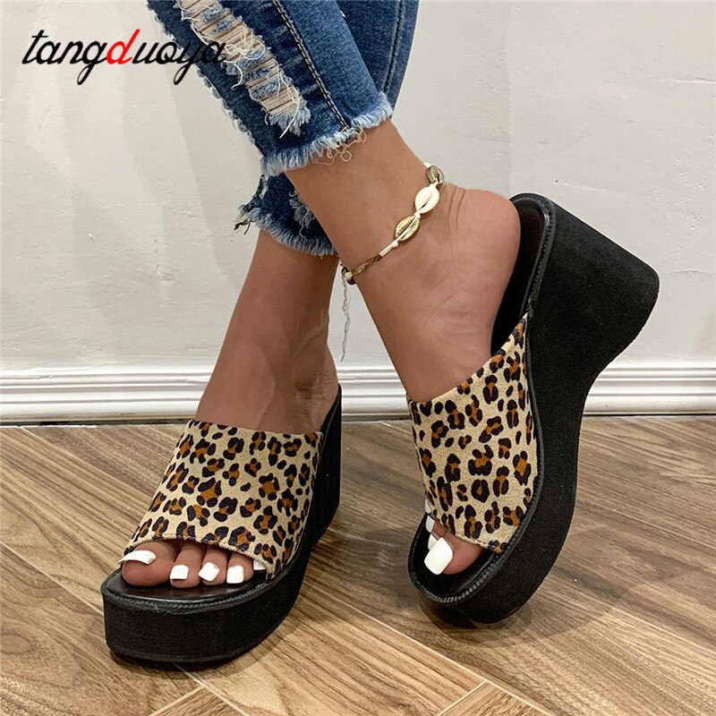 Leopard hot sale platform wedges