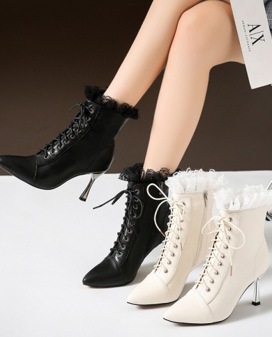 white winter boots heels