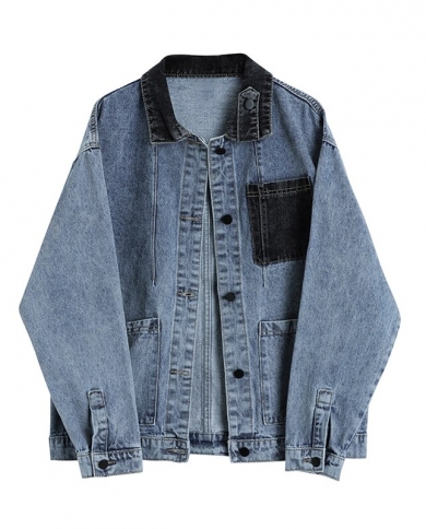 Jean Jacket Women Patchwork Jeans Lapel 