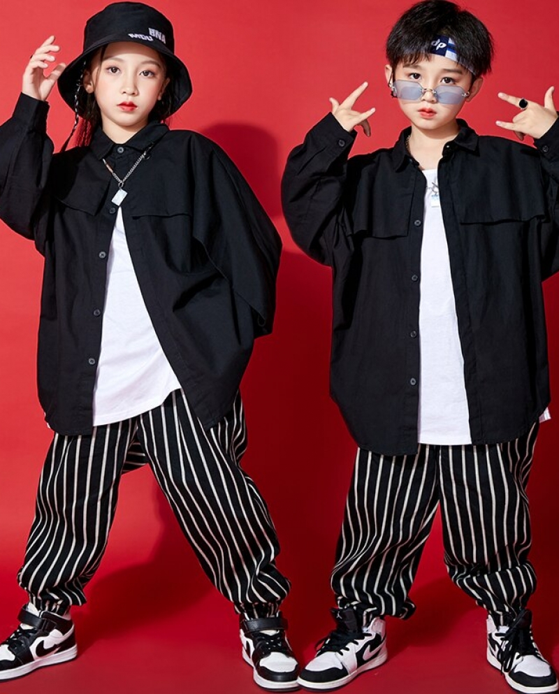 Hip-Hop Dancing Clothes For Kids Boys Long Sleeve Tops Hip-hop Pants  Costumes | eBay