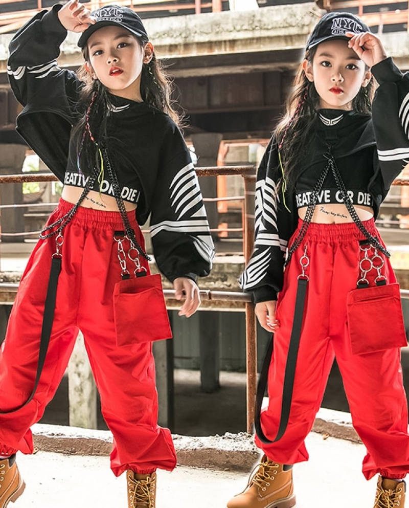 Girls Hip Hop Dance Costume Kids Street Dancewear T-Shirt and Red Pants  Tracksuit Set (Red, 16-18) : : Clothing, Shoes & Accessories