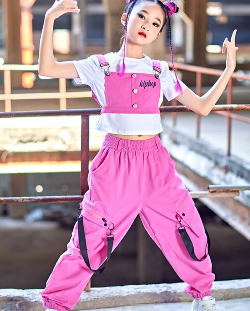 Fashion Kids Clothes Girls Tops Pink Pants Hip Hop Dance Costume Kpop Outfit  Concert Festival Clothing Rave Street Wear BL8637 - AliExpress