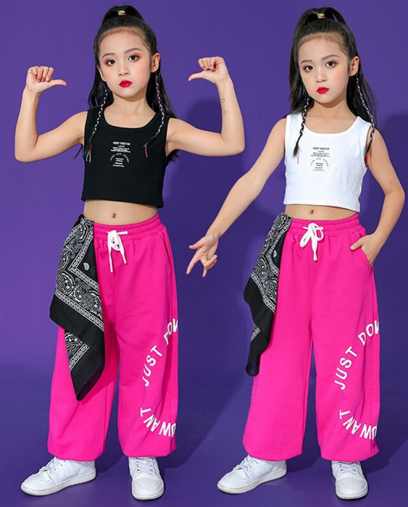 Summer Hip Hop Clothing Kids Street Dance Costume Girls Vest