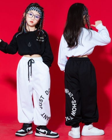 Teen Girls Modern Dance Clothes Long Sleeves Tops Loose Hip Hop