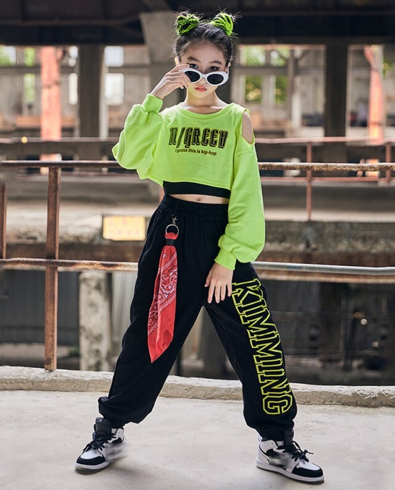 2022 New Jazz Dance Practice Clothes Long Sleeved Loose Pants Kpop Outfits  For Girls Boys Hip
