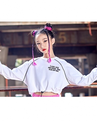 Modern Dance Clothes Girls Kpop Long Sleeves Outfit White Tops Pink Hip-Hop  Dance Pants Fashion Kids Costume Streetwear BL9085 - AliExpress