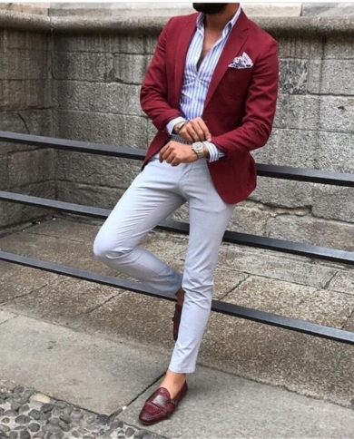 Burgundy Red Suit Blazer Men Tuxedo Suit Jacket Men Suits For Wedding Slim  Fit Custom Suit Men 2 Piece With Pants Custom size 4xl Color Picture style  16