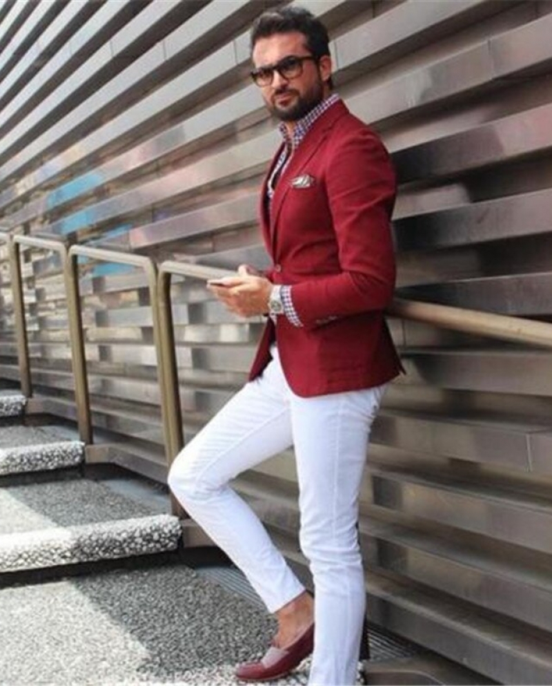 Latest Coat Pants Designs Red Coat With White Pants Mens Wedding Suits Male  Slim Fit Custom Made Business Groom Man Suit Terno - AliExpress