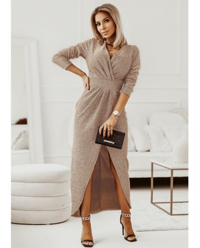 Winter Elegant Midi Dress Long Sleeve