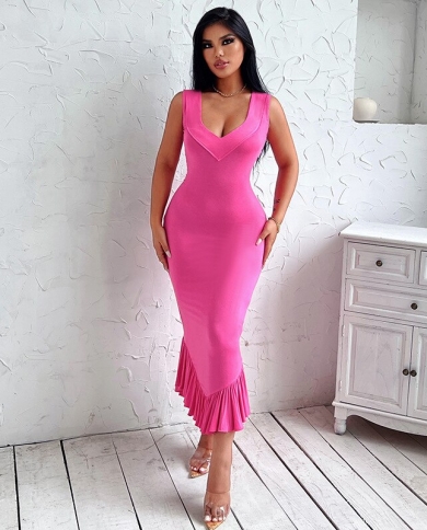 Elegant Fishtail Bodycon Maxi Dress 