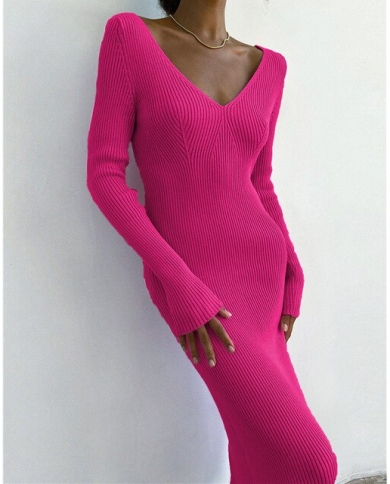 V Neck Sweater Dresses For Women 2022 