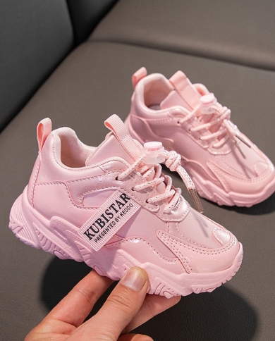 Kids Shoes Girls Sneakers Pu Leather Platform Children Tennis Shoe Fashion  Pink Casual Running Sports Shoes For Girls Si Color Pink Shoe Size 27