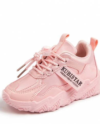 Kids Shoes Girls Sneakers Pu Leather Platform Children Tennis Shoe Fashion  Pink Casual Running Sports Shoes For Girls Si Color Pink Shoe Size 27